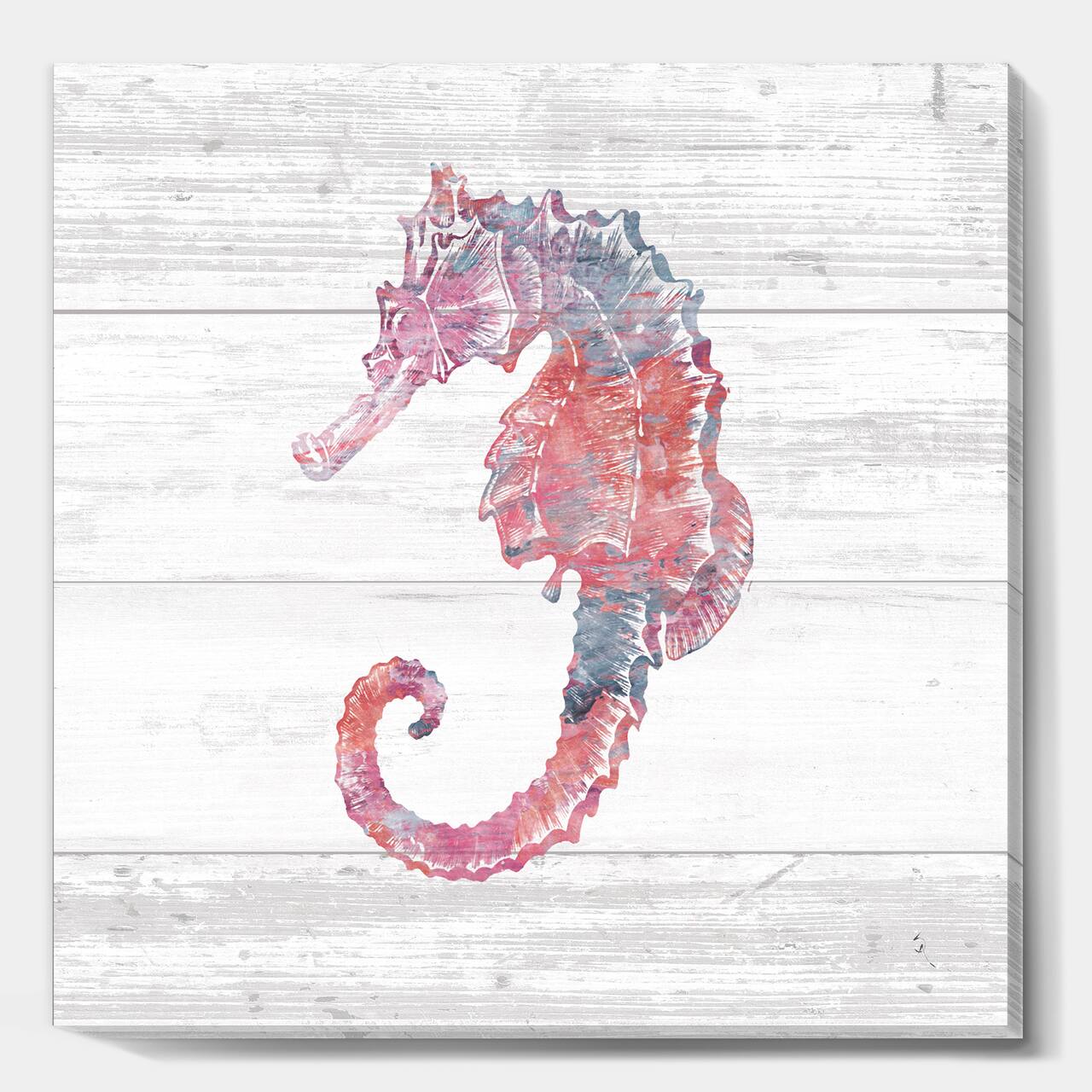 Designart - Pink seahorses Ocean Life - Nautical & Coastal Premium Canvas Wall Art